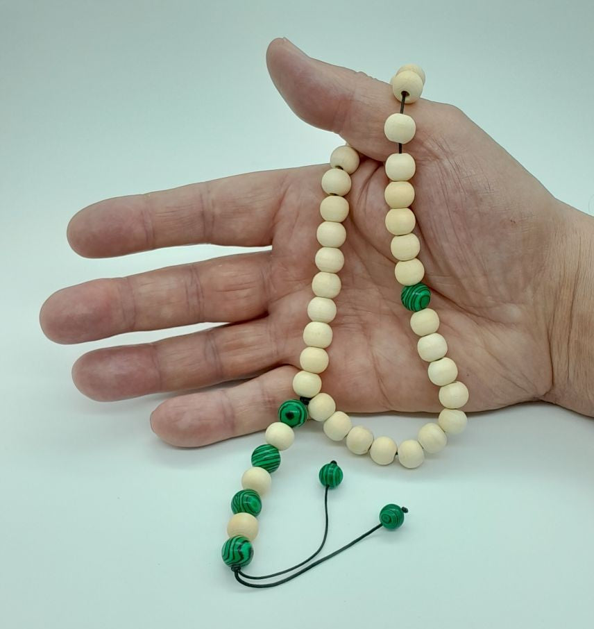 Chapelet Tasbih Traditionnel 33 en Bois blanc Ø10 mm