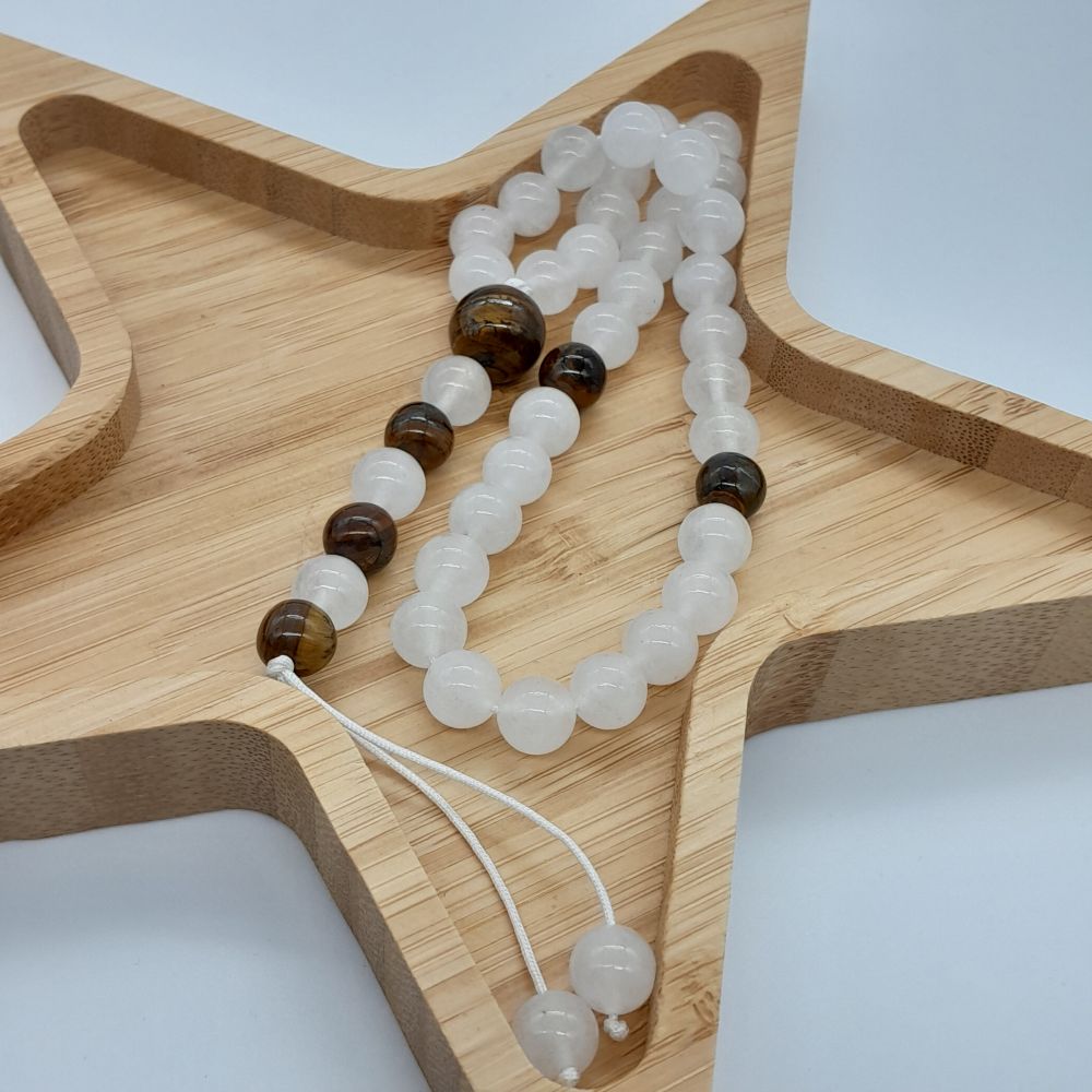 Chapelet Tasbih Traditionnel 33 Agate blanche