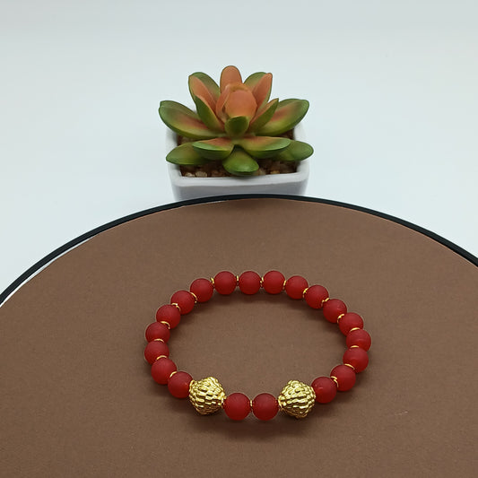 Bracelet Femme Calcédoine Rouge Mat