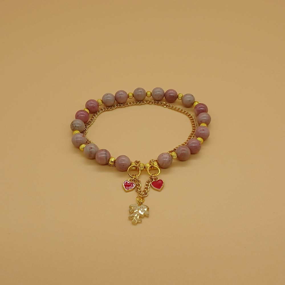Bracelet en rhodonite & chaîne