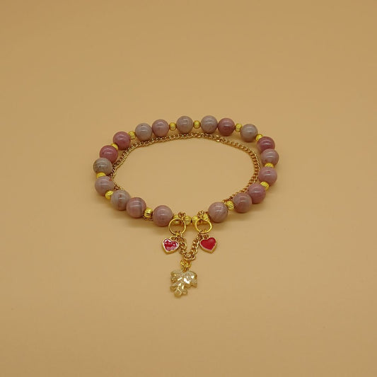 Bracelet en rhodonite & chaîne