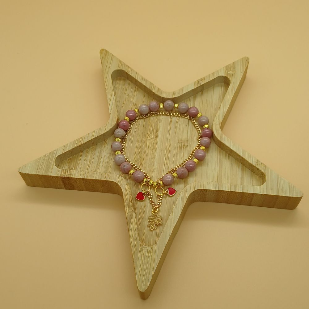 Bracelet en rhodonite & chaîne