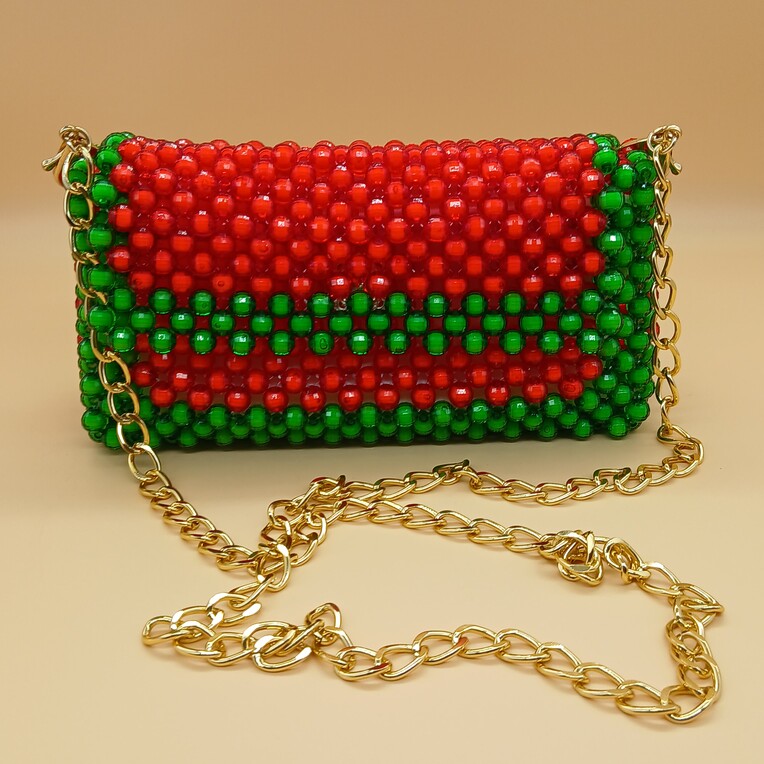 sac-a-main-perles-majorelle-pochette-rouge-vert-anna-chris1