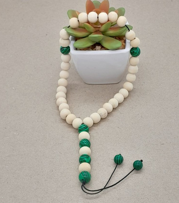 Chapelet Tasbih Traditionnel 33 en Bois blanc Ø10 mm