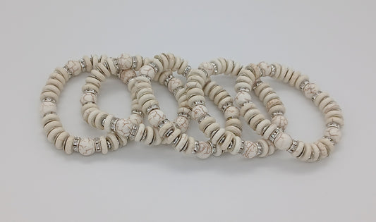 24 Bracelet Howlite Ivoire
