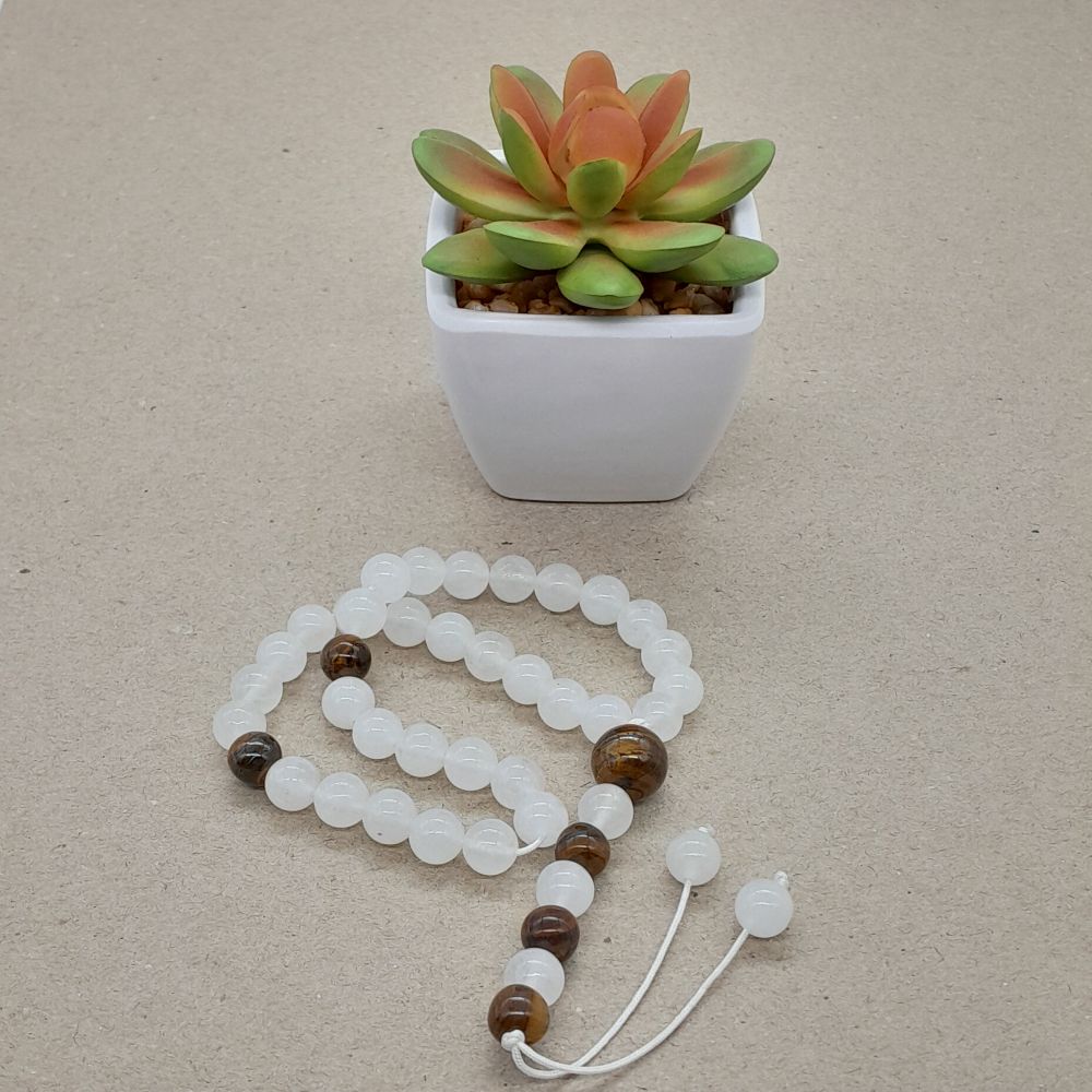 Chapelet Tasbih Traditionnel 33 Agate blanche