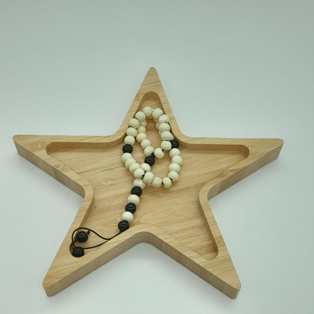 Chapelet Tasbih 33 Perles en Bois Blanc